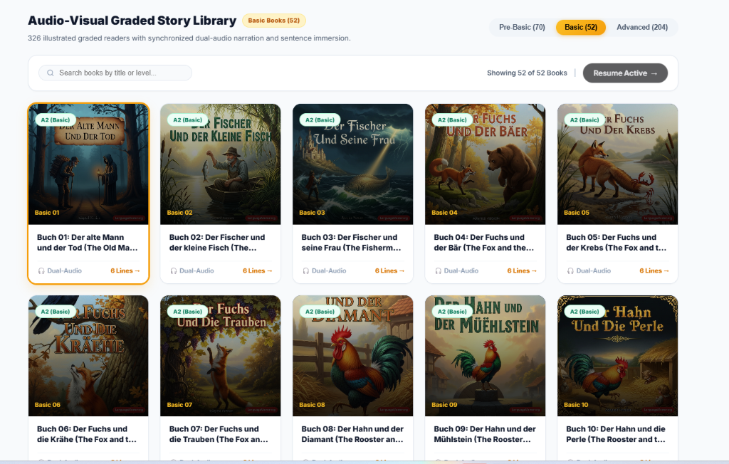 Bilingual Audio-Visual Graded Story Library
